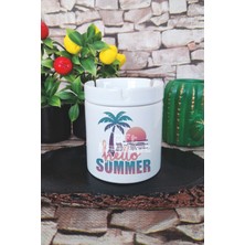 Hello Summer Retro Yaz Temalı Baskılı Seramik Kapaklı Kokusuz Küllük