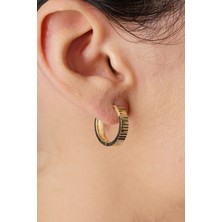 Fiyonk Kuyumculuk 14 Ayar Altın Kalemli Orta Halka Küpe