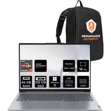 Lenovo Thinkbook 16 Gen 7 Ryzen 7 7735HS Notebook 64GB RAM 512GB SSD 16" FHD+ Win11 Home + Per4 Çanta 21MW002CTRP372