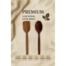 2'li 30 cm %100 Ceviz Ağacı Çizme Yapmaz Antibakteriyel Spatula ve Kaşık