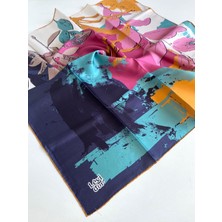 Levidor Tivil Saf Ipek Eşarp 49274 Lacivert Karışık Desen