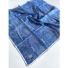 Levidor Tivil Saf Ipek Eşarp 49270 Mavi Karışık Desen