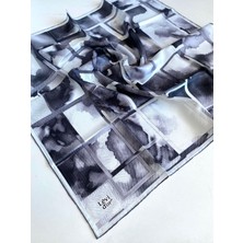 Levidor Tivil Saf Ipek Eşarp 49414 Gri Karışık Desen