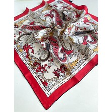 Levidor Tivil Saf Ipek Eşarp 49235 Kırmızı Karışık Desen