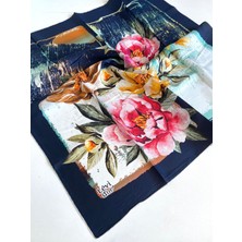 Levidor Tivil Ipek Eşarp 48922 Lacivert Karışık Desen