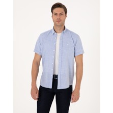 Pierre Cardin Erkek Mavi Regular Fit Kısa Kollu Gömlek 50307073-VR036