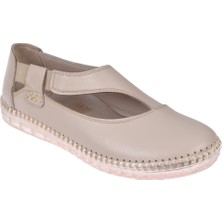 Beety Hakiki Deri Kadın Babet BEE-4053   Bej