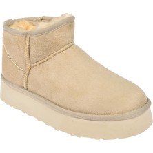 Pullman Kalın Taban Içi Kürklü Kadın Bot ZM-020   Bej