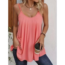 Fy Butik Kadın Önü Pile Detay Askılı Viskon Bluz