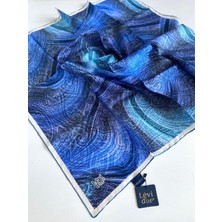 Levidor Tivil Saf Ipek Eşarp 49067 Mavi Karışık Desen