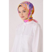 Belli Tivil İpek Eşarp 4054 - 02 Pembe Karışık Desen