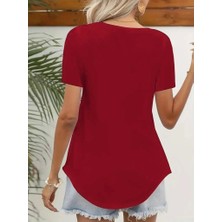 Fy Butik Kadın Kısa Kollu Kare Lazer Yakalı Janjan Krep Bluz