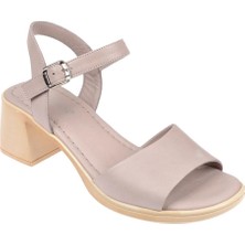 Sms Hakiki Deri Kadın Sandalet SMS-1454   Taş