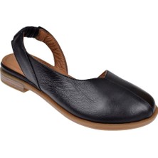 Beety Hakiki Deri Düz Kadın Sandalet BEE-2000   Siyah