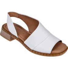 Pullman Hakiki Deri Kadın Sandalet BEL-015   Beyaz