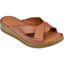 Pullman Hakiki Deri Comfort Kadın Terlik Plm-17   Taba
