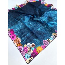 Levidor Tivil Saf Ipek Eşarp 48967 Mavi Karışık Desen