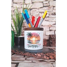 Love Summer Sunset Baskılı Seramik Kalemlik Masaüstü Düzenleyici