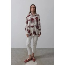 Fy Butik Baskılı Gömlek - Bordo