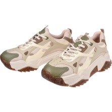 Sms Kadın Spor Ayakkabı Sneaker SMS-65137   Bej Yeşil