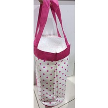 Plaj Çantası Beyaz Pembe Puantiyeli Yükseklik 28CMX Genişlik 17CMX Eni 40CM