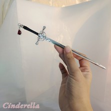 Yapay Elmaslı Kılıç Tasarım Metal Topuz Saç Tokası 20CM - Yeni Trend Boho Gotik Tarz Çubuk Toka