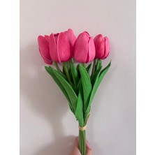Defora 6 Adet Pembe Lale Islak Görünümlü Yapay Lale