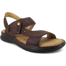 Ural Forelli Günlük Erkek Anatomik Deri Sandalet-Taba