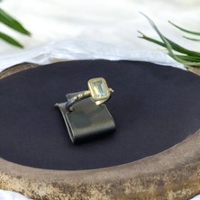 Akuamarin Kare Gümüş Yüzük