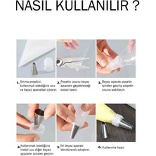 Krema Sıkma Torbası Seti 10 Parça Pasta Krema Kek Süsleme Torbası Paslanmaz Çelik Uçlu