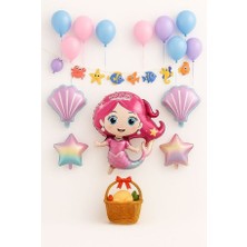 Deniz Kızı Temalı Doğum Günü Balon Süsleme Seti