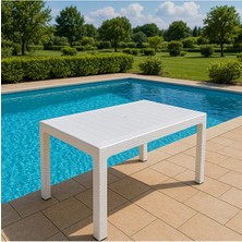 Violet Rattan 80X140CM 6lı Camlı Bahçe Mutfak Masa Takımı Antrasit