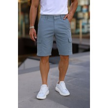 Slim Fit None Denim Yandan Cepli Esnek Kumaş Erkek Jean Kargo Şort