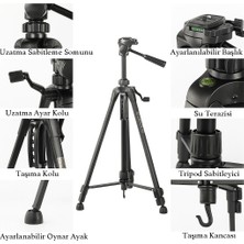 Farway Profesyonel Alüminyum Tripod 360° Ayarlanılabilir Panoramik Başlık Su Terazili Telefon Tutucu 175CM