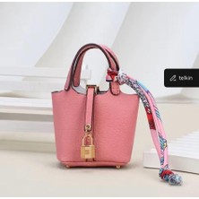 Mini Çanta Kolye Araba Iç Dikiz Aynası Dekorasyon High-End Deri Kulaklık Çantası Bozuk Para Cüzdanı Çok Fonksiyonlu Çanta Süsü Pink