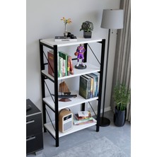 4 Raflı Kitaplık Dekoratif Kitaplık Metal Kitaplık Ofis Kitaplığı Aksesuar Rafı