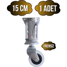 Metal Krom Tekerli Ayak Mobilya Masa ve Dolap Tekerli AYAĞI(FRENSİZ)(KROM)(15CM)(AYAK ÇAPI:42MM)