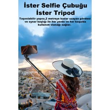 Farway 360° Ayarlanılabilir 4 Kademeli Alüminyum Telefon Tutucu Tripod Monopod Selfie Çubuğu 210 cm Çantalı