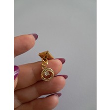 Badelis Çelik Gold Yuvarlak Model Taşlı Charm