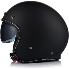 Dallas Retro Motosiklet Yarım Kask Mat Siyah