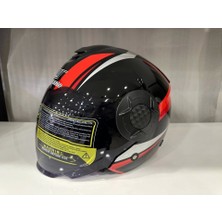 Mts 625 Yarım Kask Parlak Siyah-Kırmızı Wasp