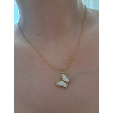 Badelis Çelik Gold Kelebek Figürlü Kolye
