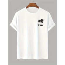 Fy Butik Baskılı Oversize Bisiklet Yaka T-Shirt - Beyaz