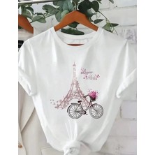 Eyfel Kulesi Baskılı Oversizet-Shirt