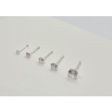 Set 925 Ayar Gümüş Yuvarlak Zirkon Taşlı ( 5 Adet Tüm Boylar) Hızma Seti (1,5mm-2mm-2,5mm-3mm-4mm)