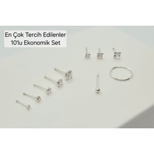 Set 925 Ayar Gümüş ( 10'lu Ekonomik ) Zirkon Taşlı Hızma Seti