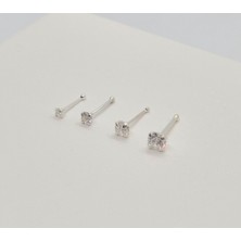 925 Ayar Gümüş Yuvarlak Zirkon Taşlı ( Ekonomik 4 Adet ) Hızma Seti (1,5mm-2mm-2,5mm-3mm)