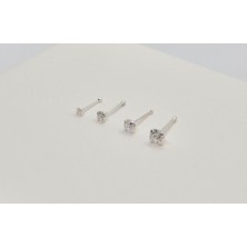 925 Ayar Gümüş Yuvarlak Zirkon Taşlı ( Ekonomik 4 Adet ) Hızma Seti (1,5mm-2mm-2,5mm-3mm)