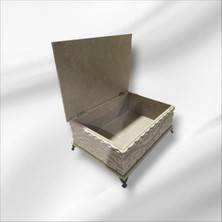 Ahşap-Boyanabilir- Ham Mdf- Desenli-Takı-Makyaj-Aksesuar-Çok Amaçlı Dekoratif Kutu
