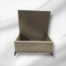 Ahşap-Boyanabilir- Ham Mdf- Desenli-Takı-Makyaj-Aksesuar-Çok Amaçlı Dekoratif Kutu